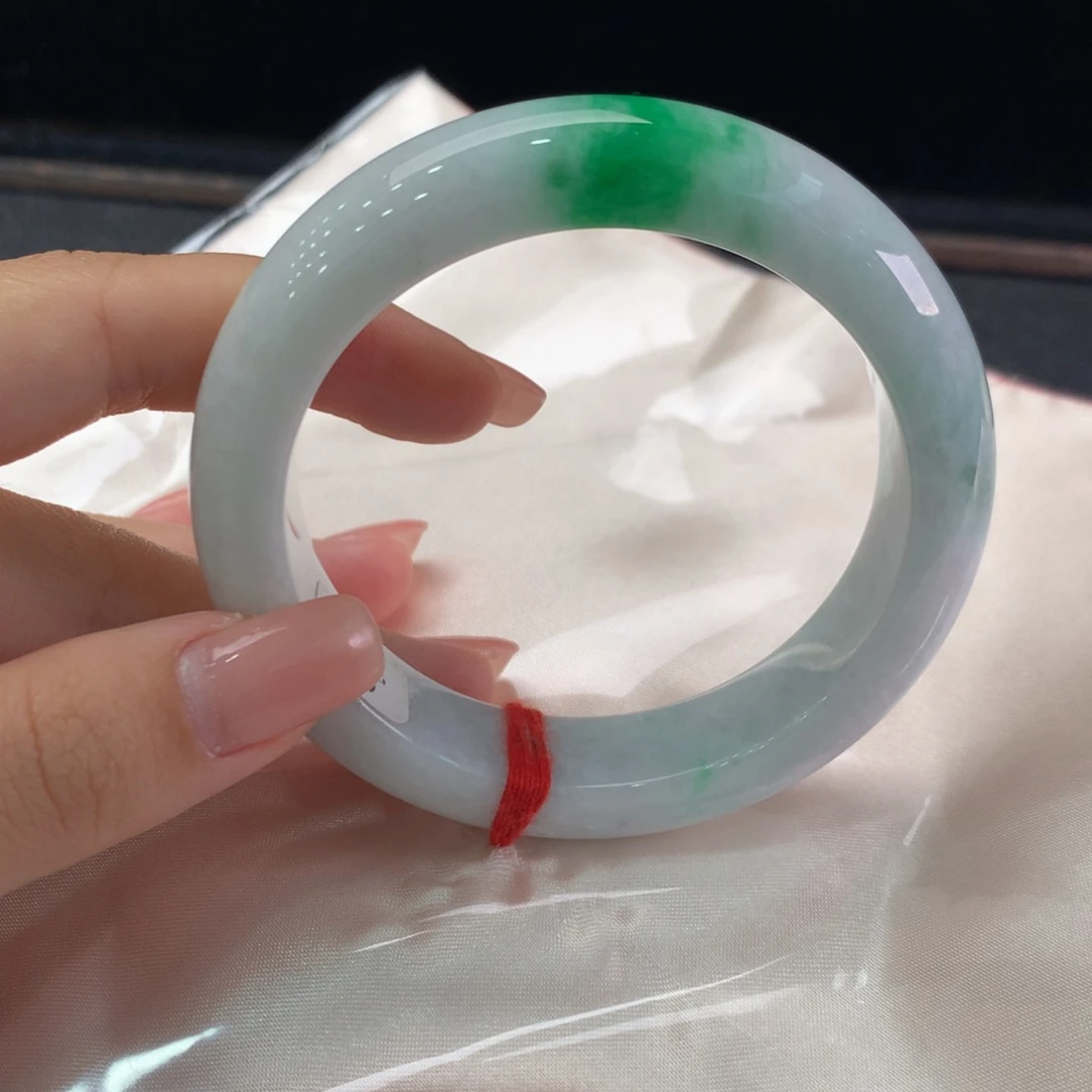 翡翠未镶嵌手镯缅甸A货翡翠 糯化辣阳绿57 58