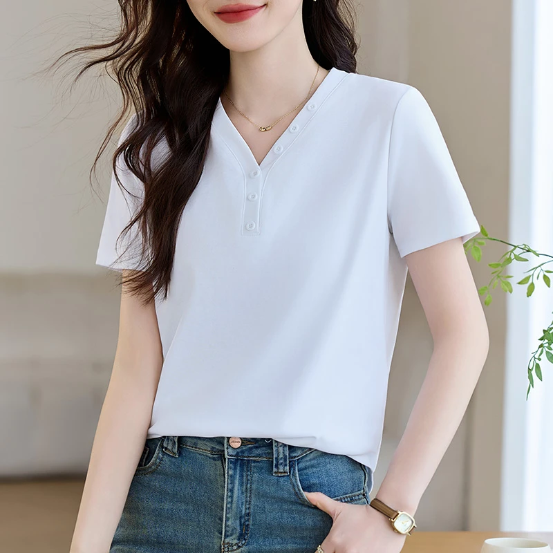 【显瘦透气棉短袖】夏季新款减龄短袖透气舒适百搭休闲女装短袖T恤