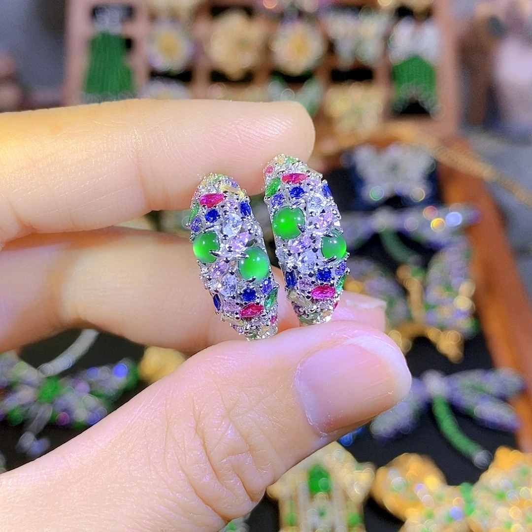 吊坠(不含链)银S925镶嵌翡翠