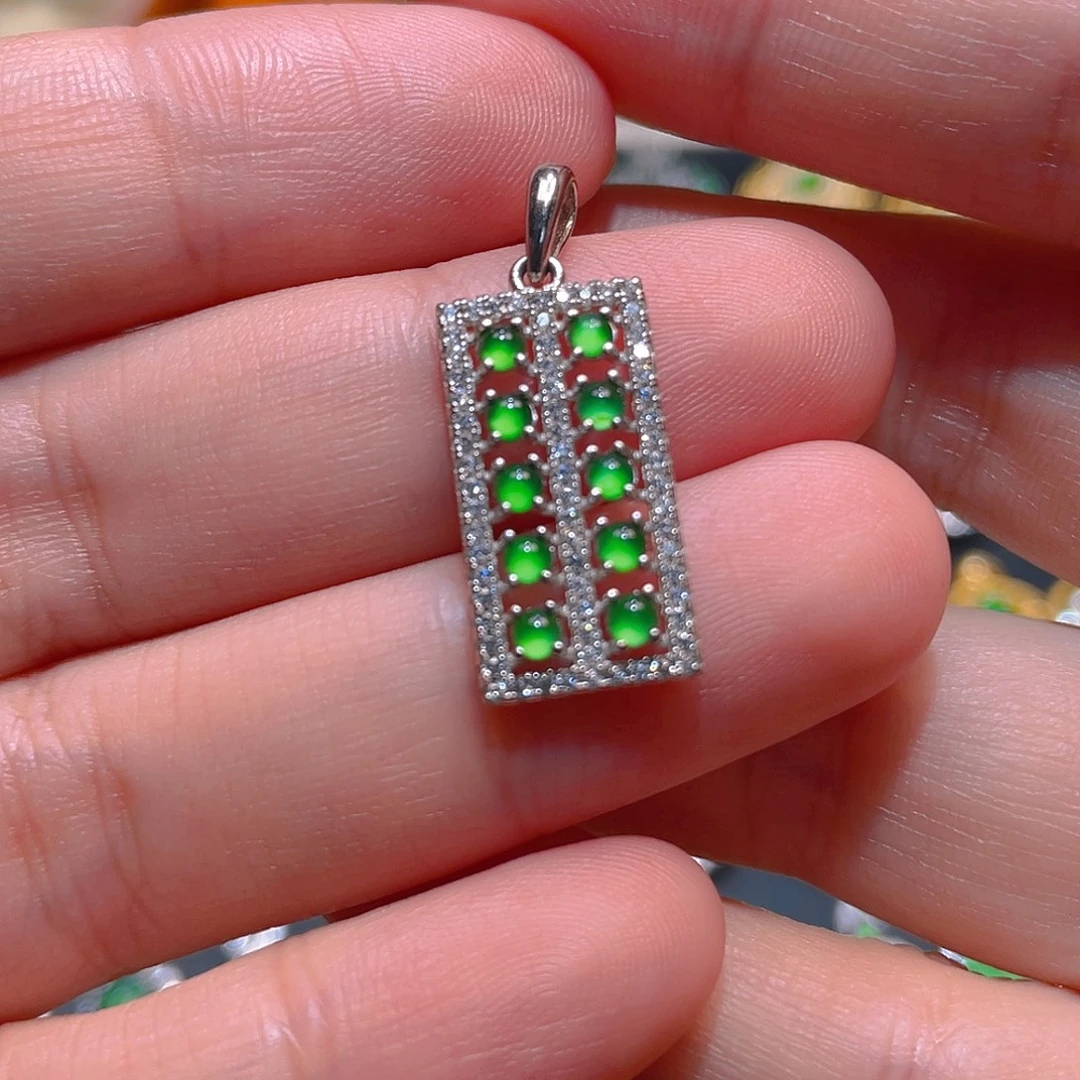 翡翠银S925镶嵌吊坠(不含链)