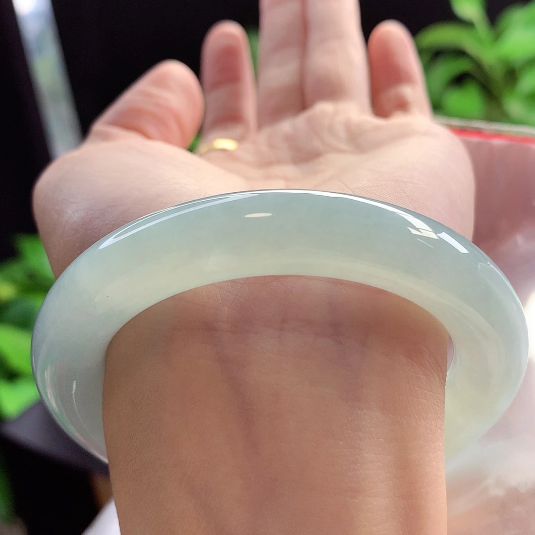 未镶嵌手镯翡翠54-56圈口冰晴绿满满胶原蛋白品质在线4号