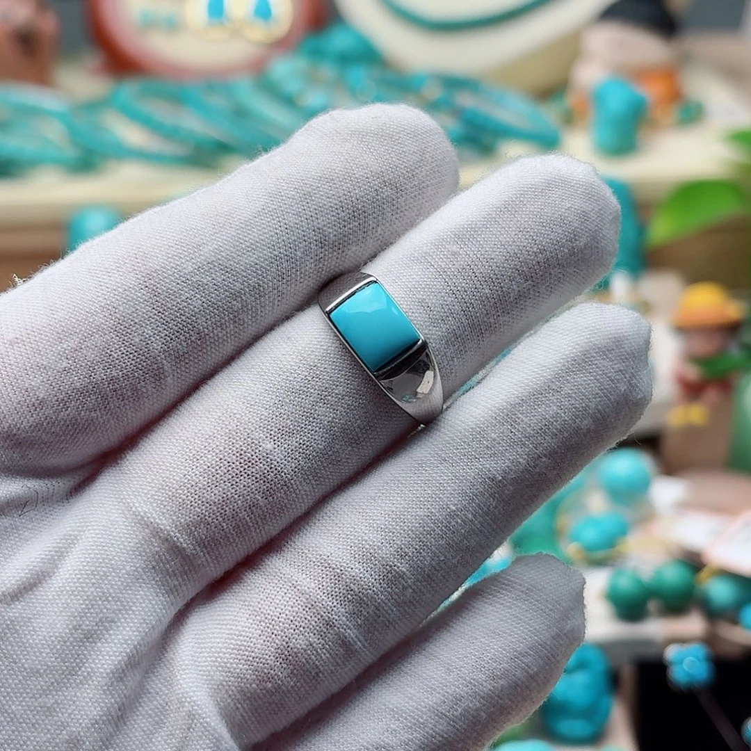 绿松石银S925镶嵌戒指