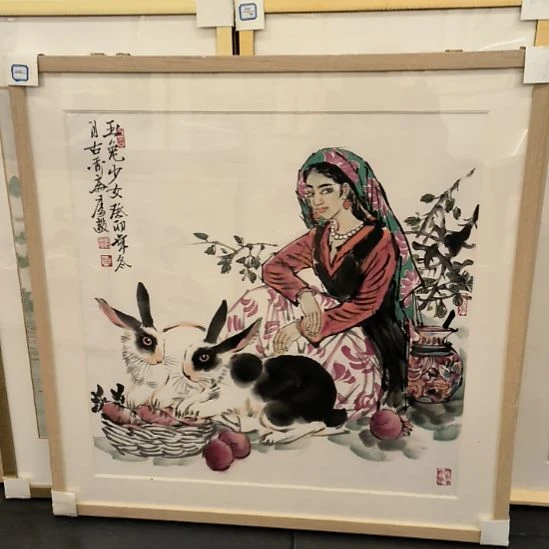 国画4平尺画作精品带框发