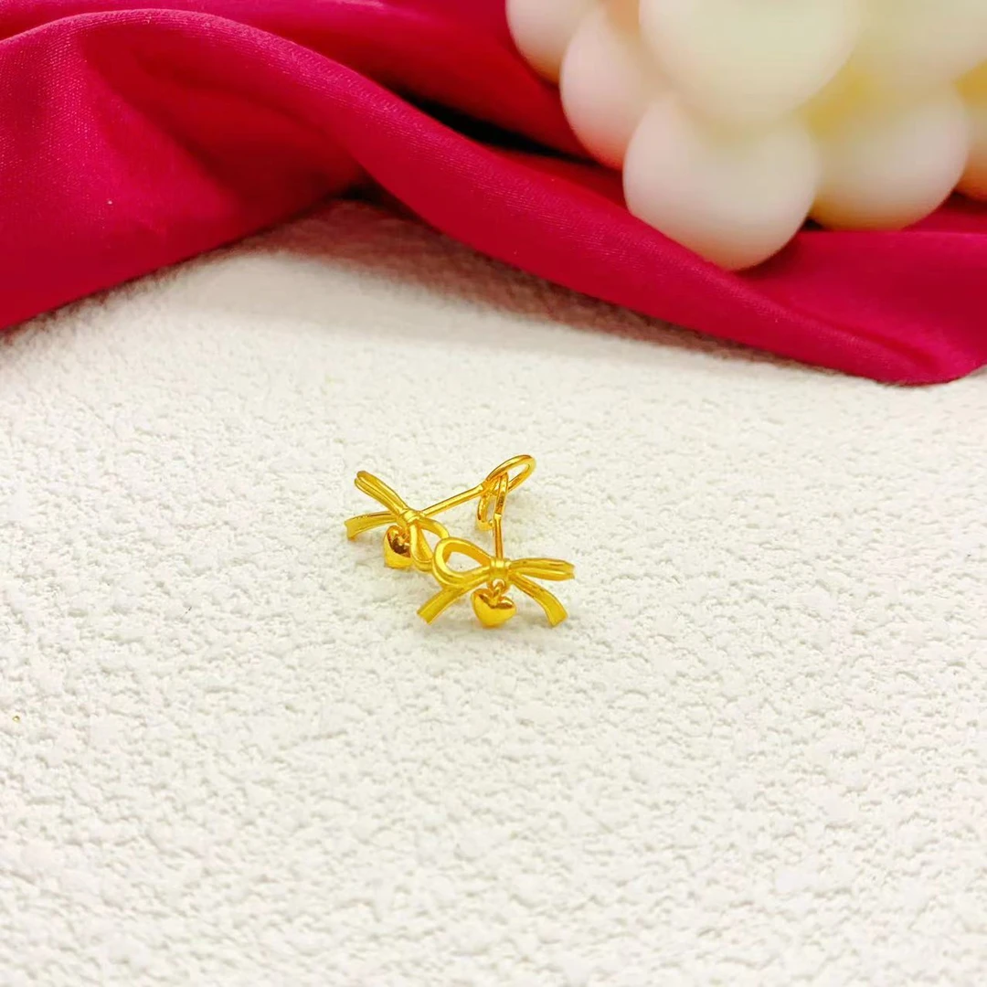 【木韵阁】足金999 5G黄金蝴蝶结爱心耳钩时尚黄金时尚百搭 2.05