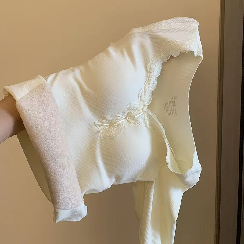 保暖内衣女士带胸垫加绒加厚发热绵羊毛打底秋衣秋裤2025新款冬季