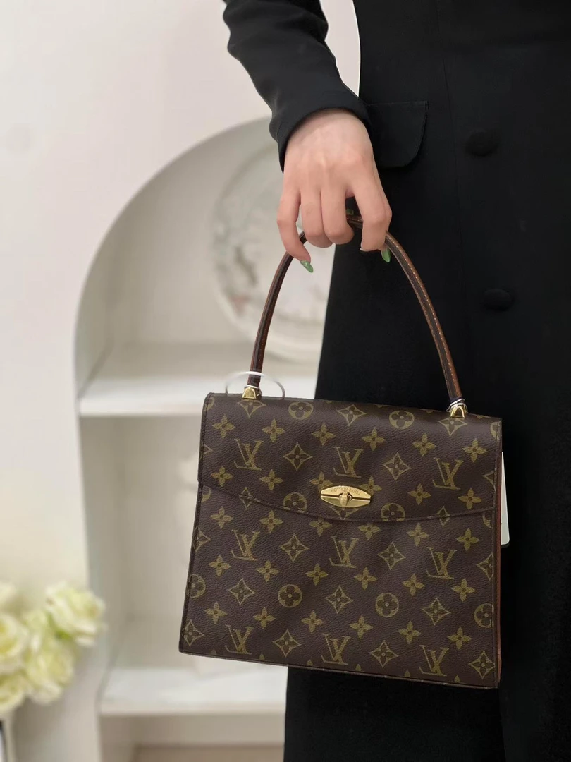 99新 LouisVuitton/路易威登 lv 中古kelly老花手提/公价无/甄选