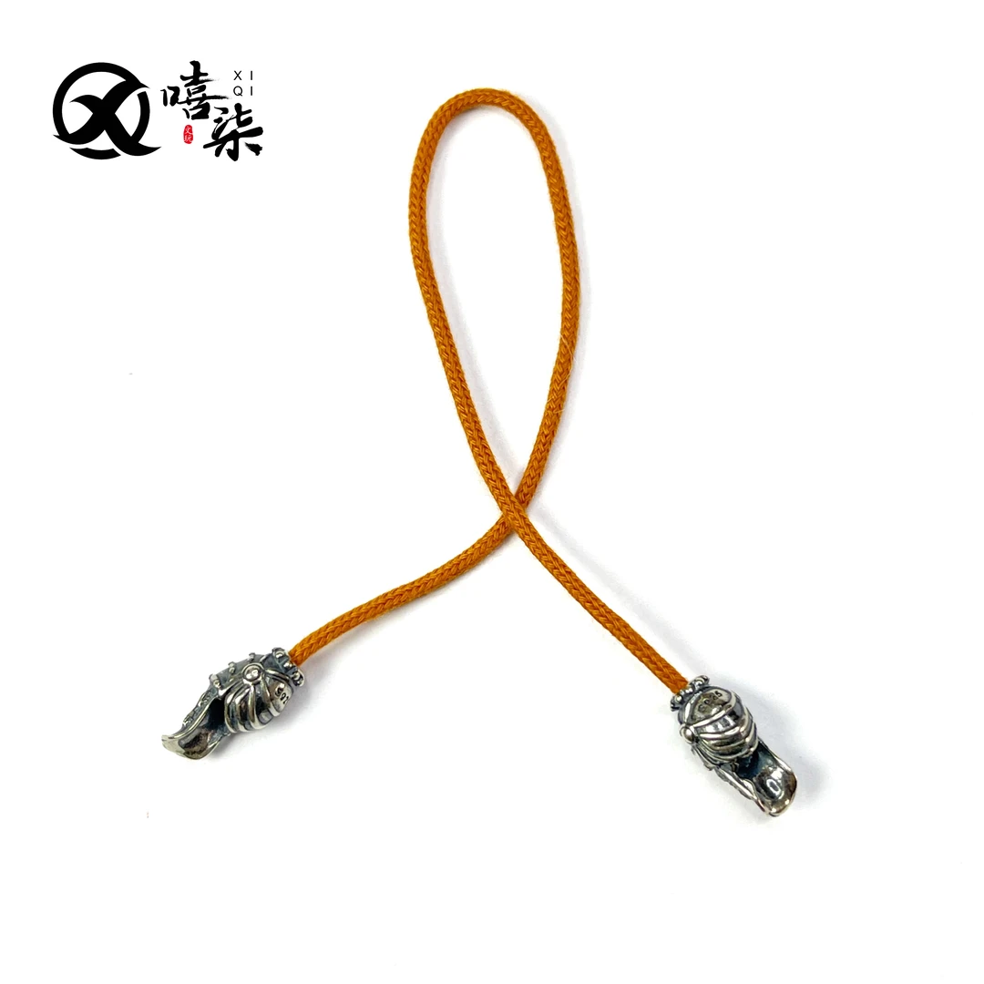 925银银制品 Q399【做旧纯银法螺弟子珠】尺寸6过1.5线时尚文玩配饰