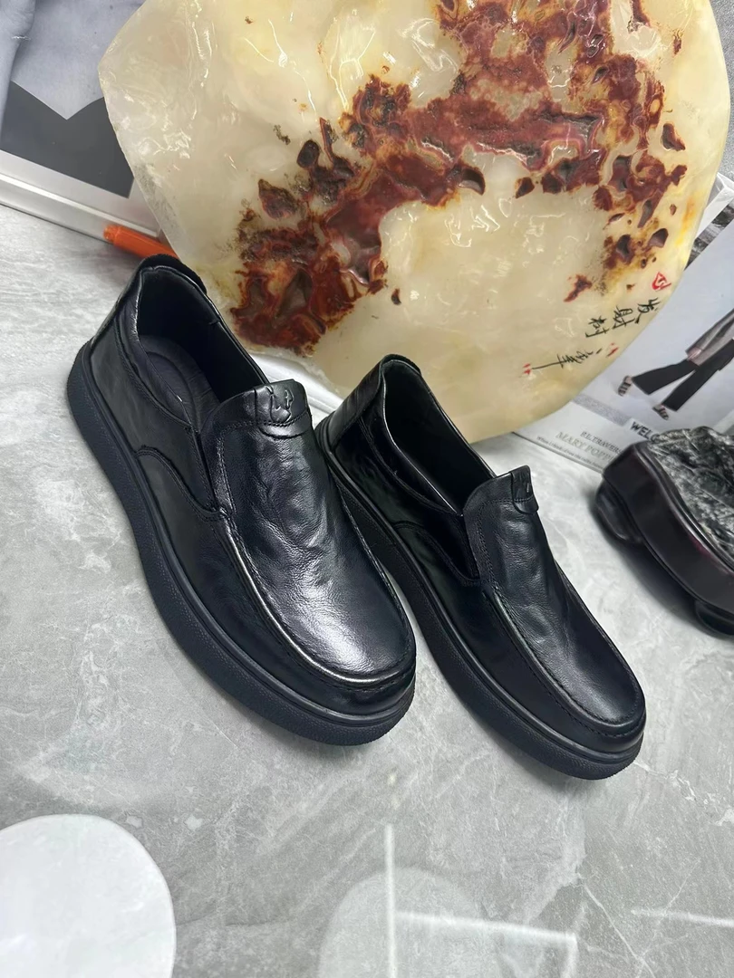 正品烟斗头层纯牛皮 里面真皮 鞋垫头层猪皮 男皮软底软商务休闲