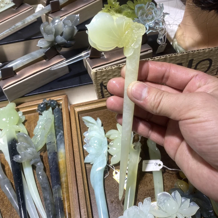 岫玉发簪、头饰、汉服发饰、简约玉簪、日常百搭、古风玉簪、精致发簪