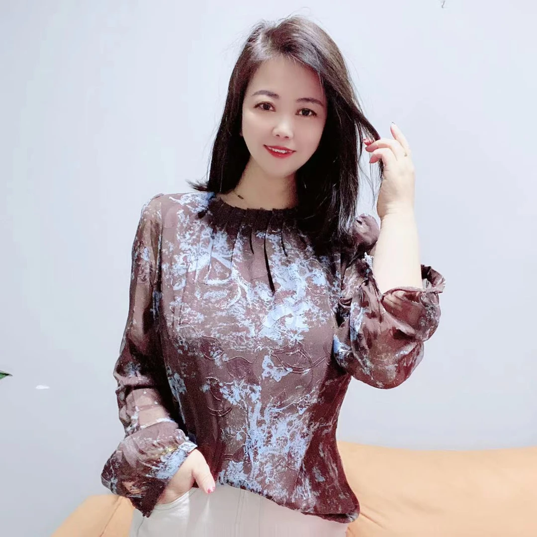【波波家】高级复古印花长袖衬衣