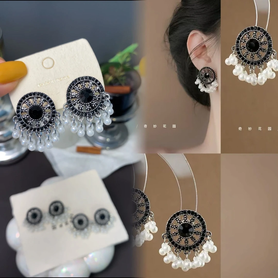 铜合金耳饰 民族风百搭黑出游必备耳钉