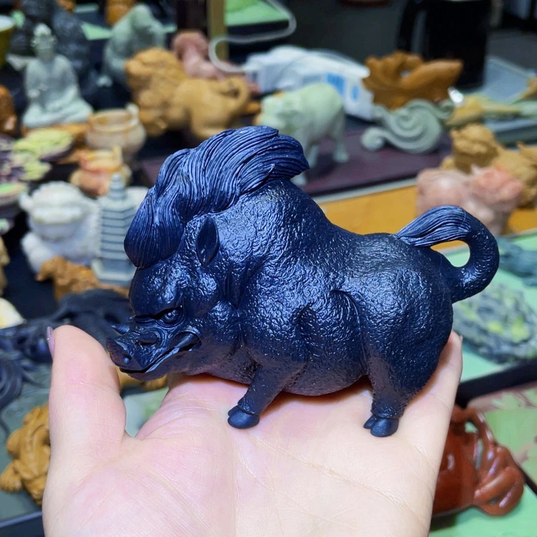 黑色野猪精品摆件