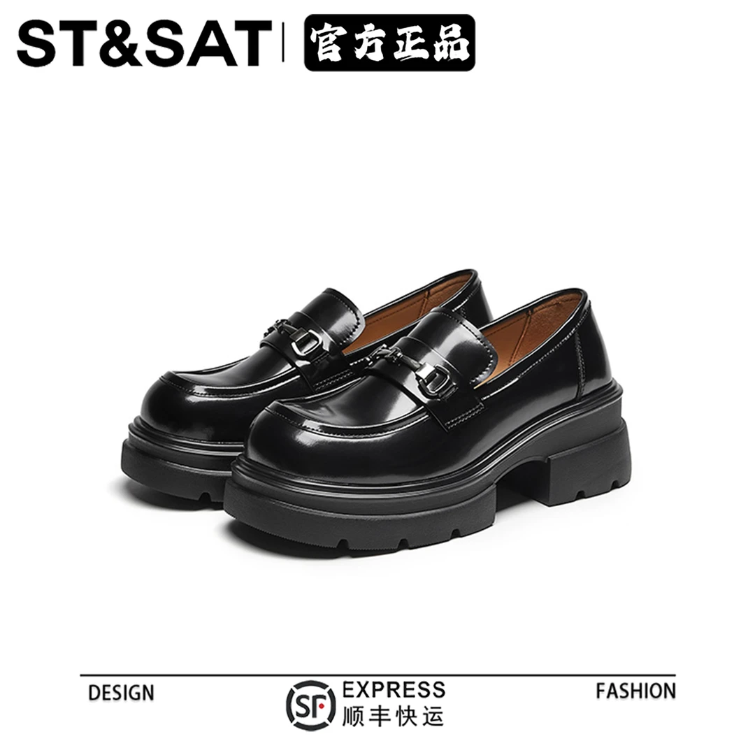 星期六复古英伦风乐福鞋女款爆款2025新款正品粗跟明星同款鞋女款