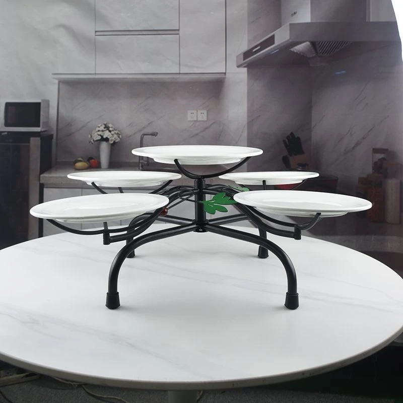 可旋转台阶式冷盘架餐桌菜盘架省空间放菜架子凉菜架摆盘神器架子