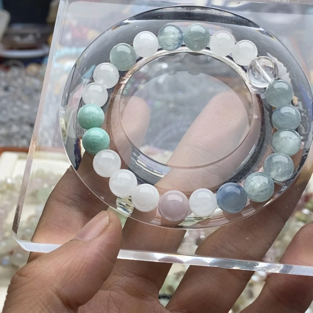 玛瑙/玉髓未镶嵌珠宝半成品一条天然蓝绿晶多宝A287