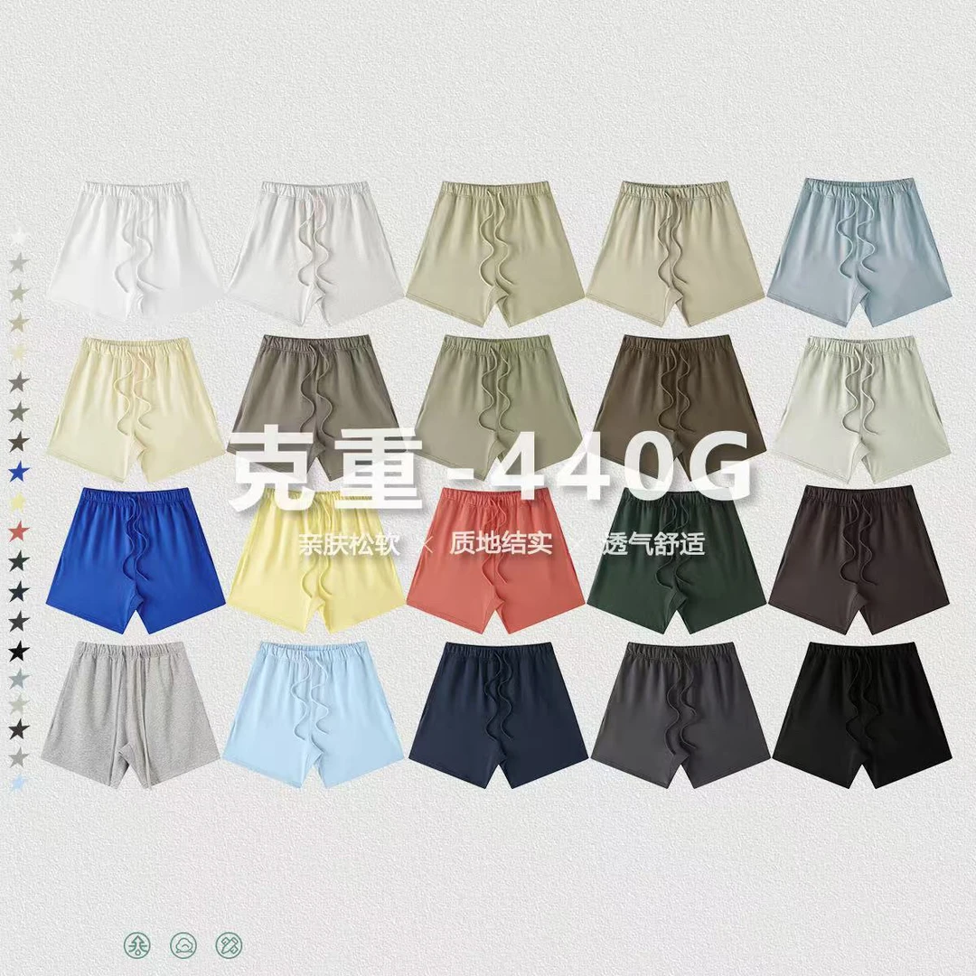 男装2025潮牌重磅纯色短袖恤T夏季小领口男士宽松短袖套装男