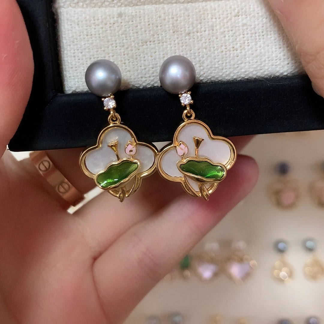 淡水珍珠耳饰合金