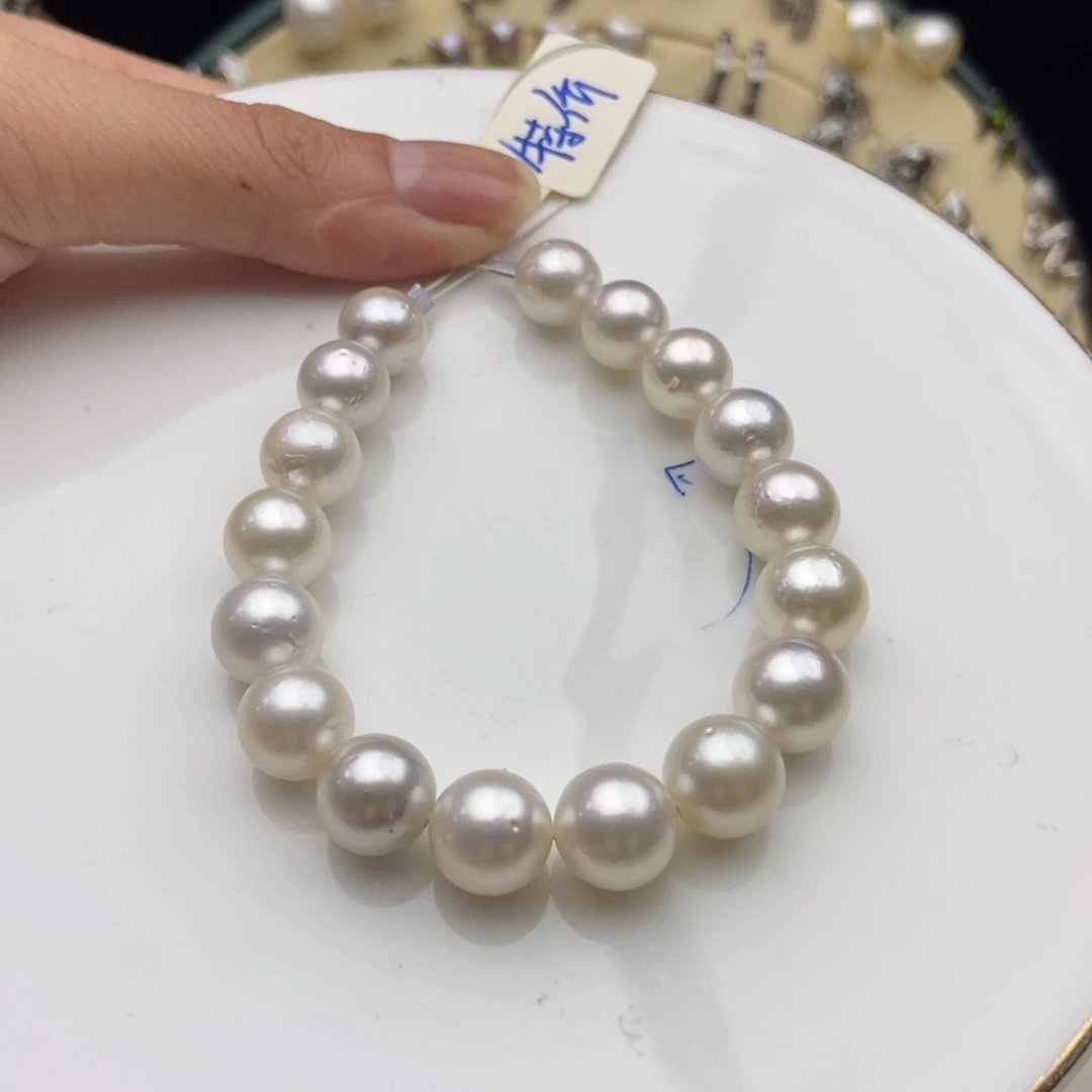 画框银S925镶嵌海水珍珠9-10.6冷光澳白手链