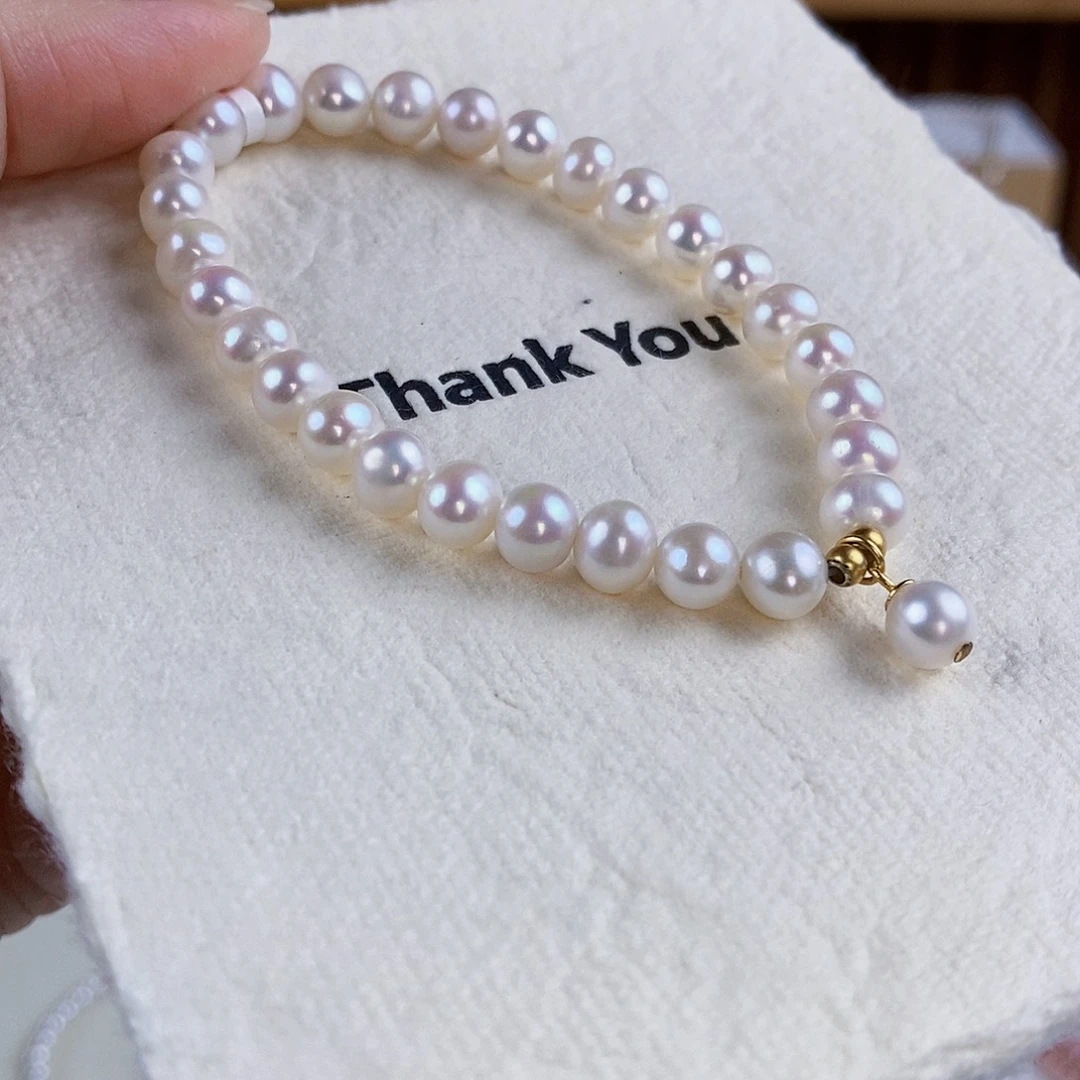 银S925镶嵌手绳淡水珍珠