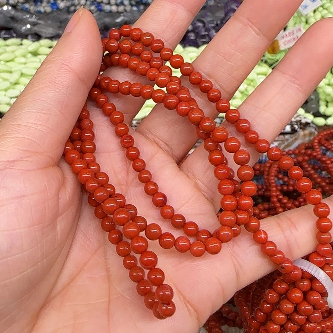 玛瑙/玉髓合金珠宝半成品南红4mm一条05