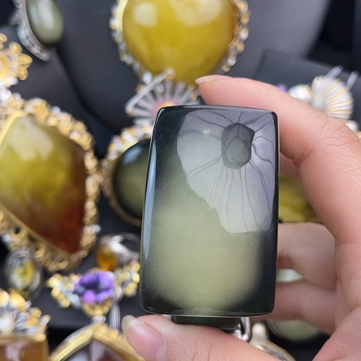 琥珀银S925镶嵌裸石