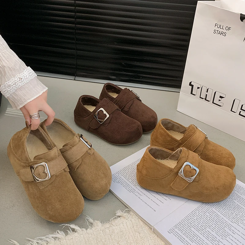 超火内增高全包厚底加棉勃肯鞋女秋冬爆款时尚休闲鞋磨砂圆头女鞋