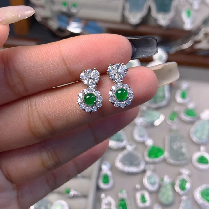 翡翠未镶嵌耳饰耳钉