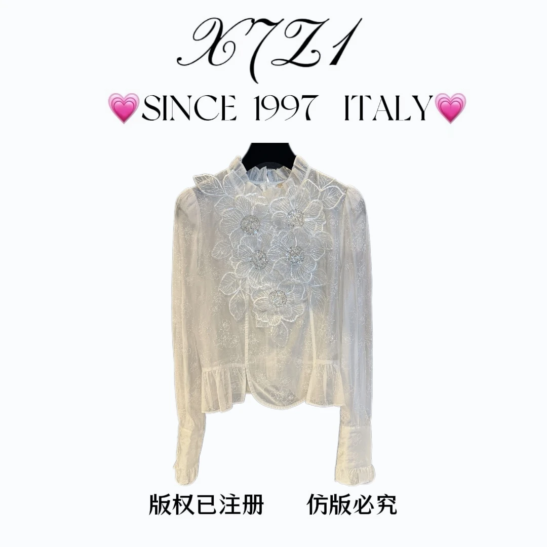 【♡月光下的约会♡】潮品衬衫时尚蕾丝长袖设计师重工