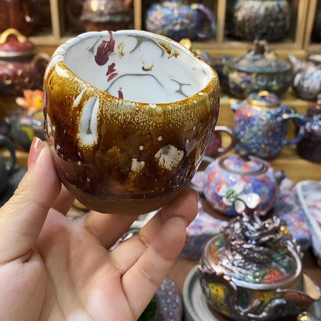 志野柴烧古喜茶器