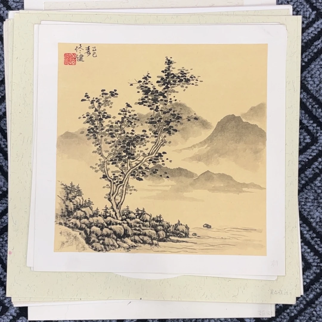 国画硬卡山水作品m