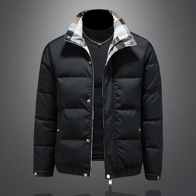 顿奇摩费涅个性立领贴标羽绒服男潮牌休闲冬季新款男士大码厚外套