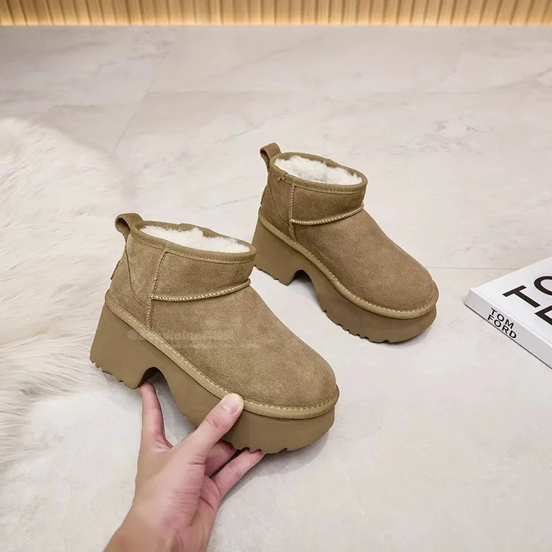厚款英伦冬季中筒保暖棉鞋时尚雪地靴中等承托