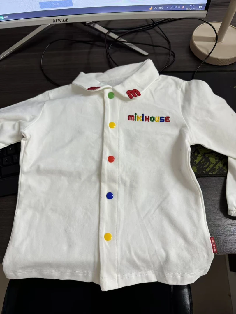 （微瑕）日系儿童休闲风长袖日式衬衫短袖小童夏季M彩扣