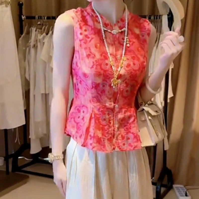 夏季清冷贵气感穿搭轻奢高级感超火新中式禅意国风提花马甲套装裤