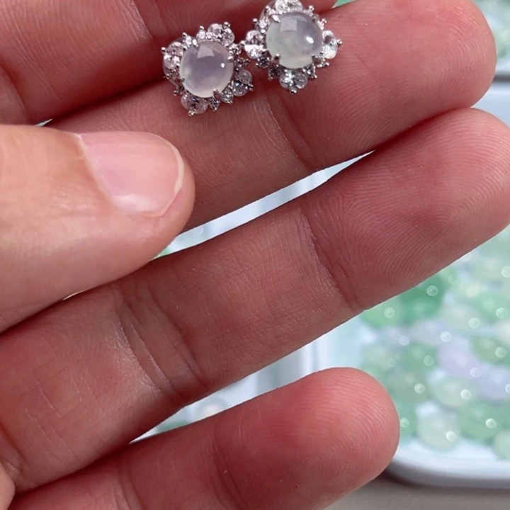 翡翠银S925镶嵌耳饰