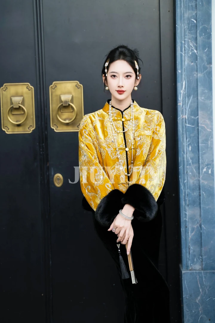 新中式国风冬季新款气质时尚日常双面穿皮毛一体外套