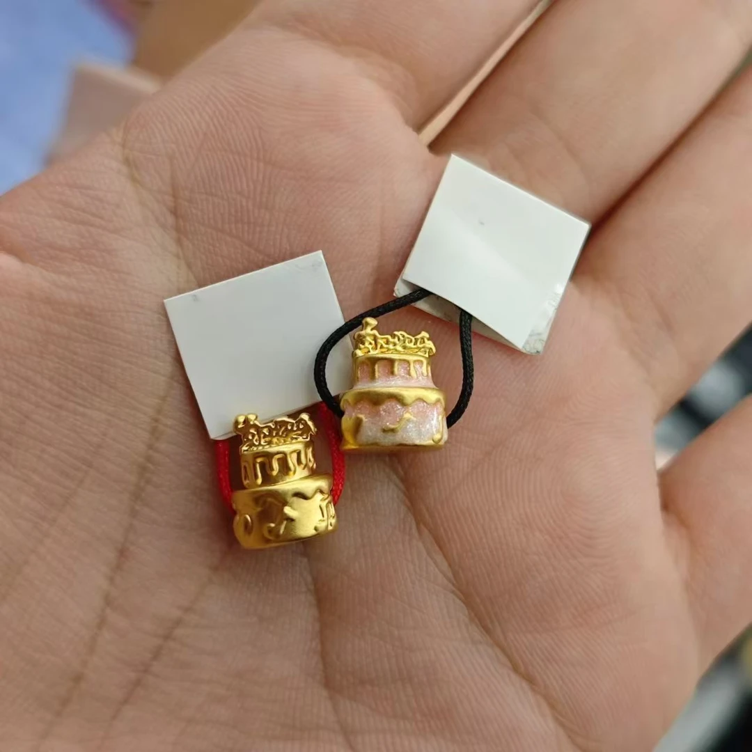 足金999蛋糕转运珠侧穿孔送好友礼物硬金（实际克重多退少补）