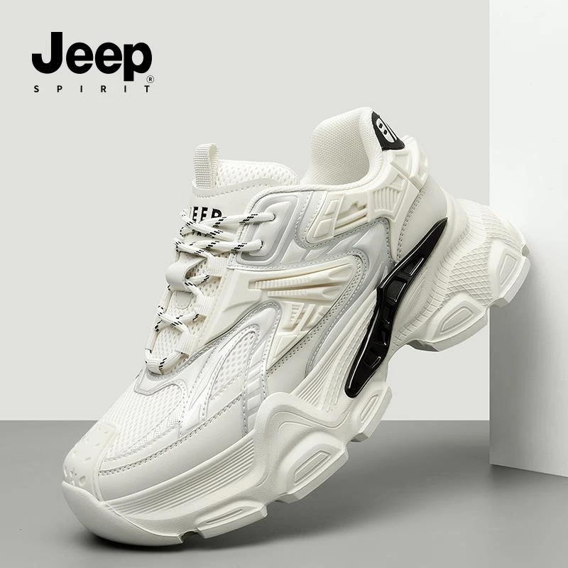 JEEPSPIRIT吉普超火潮牌鞋男黑武士重工艺小众机甲厚底增高老爹鞋