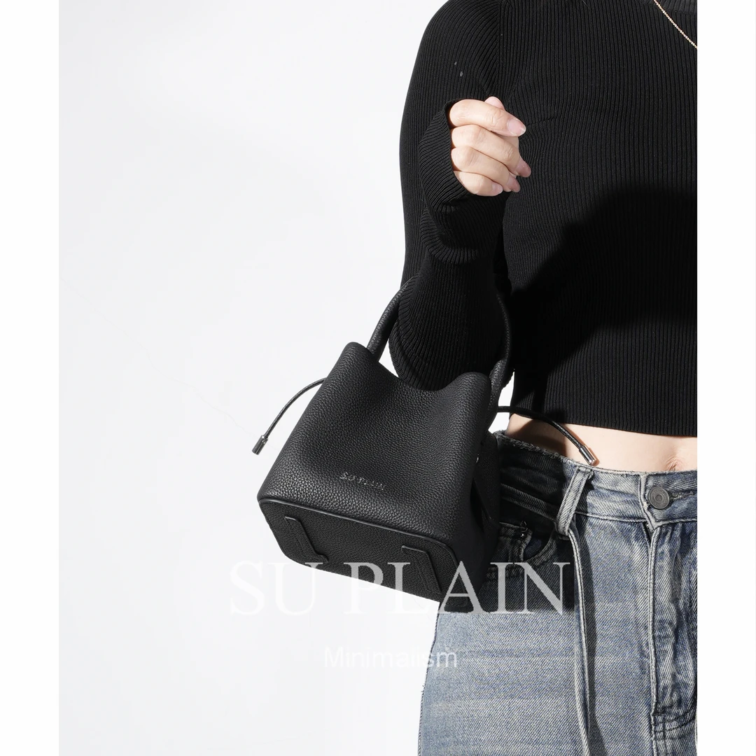 SUPLAIN/SUPLAIN头层牛皮小众水桶包通勤简约百搭单肩斜挎手提