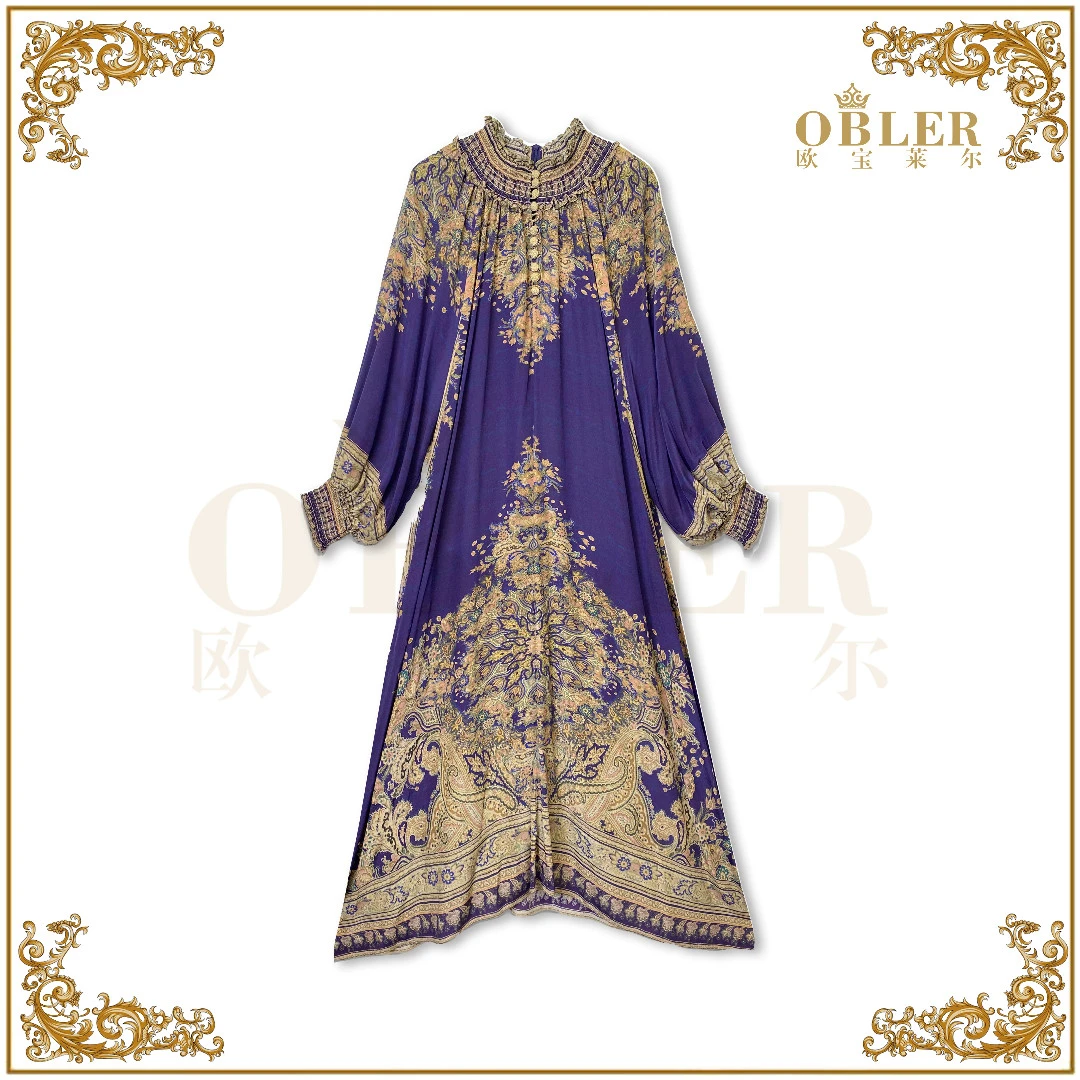 【维纳斯之夜】2025新款气质时尚宫廷风重磅桑蚕丝连衣裙女503-8097