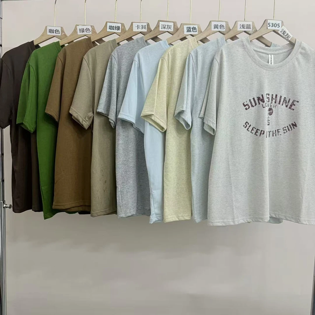 5305号8377#圆领复古印花字母休闲短袖TB6-21/24