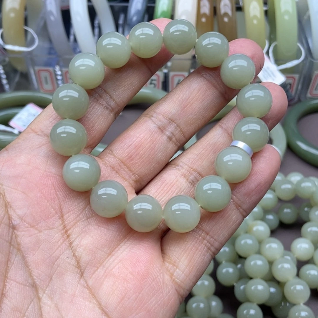 和田玉手串未镶嵌秋*卡12