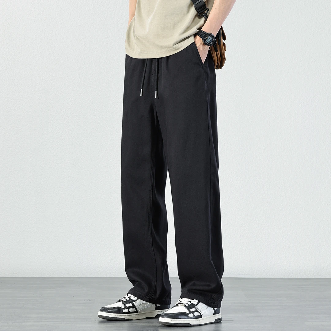 莱赛尔凉感透气牛仔裤男夏季新款百搭阔腿垂感潮流宽松直筒长裤子