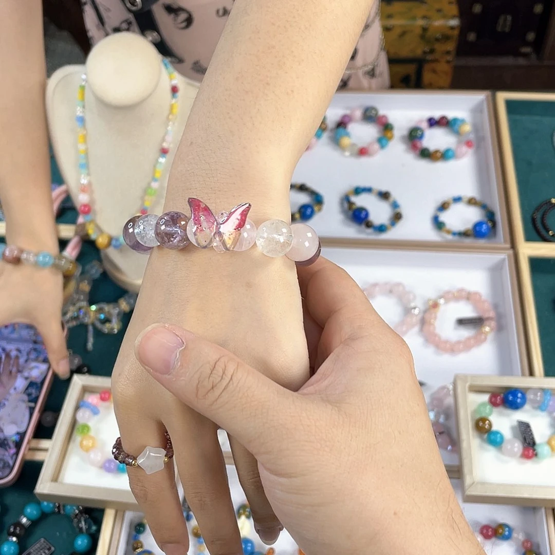 水晶手链银S925镀金镶嵌