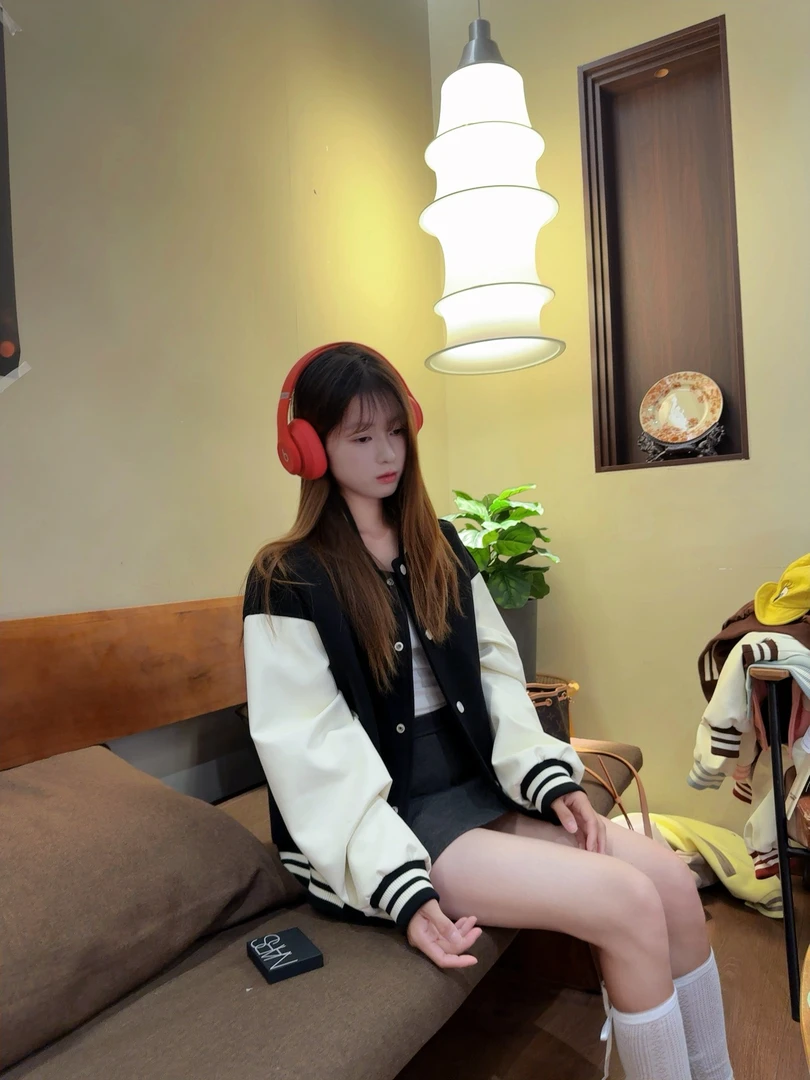 美式重磅复古棒球服外套男女秋冬潮牌学院风宽松拼接皮袖夹克外套