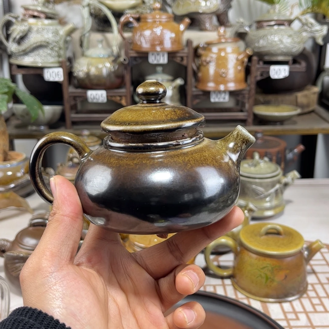 200cc白泥柴烧寒江壶，古法传承裸坯柴烧