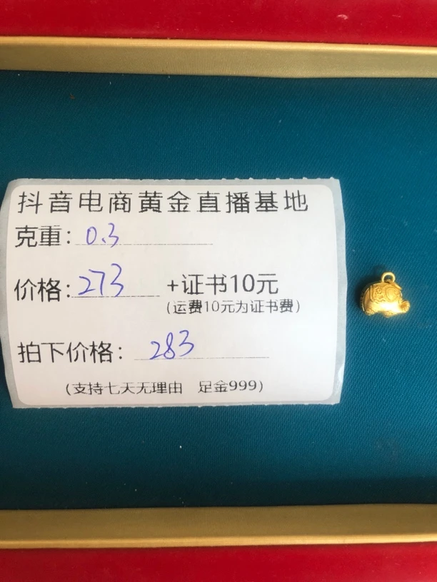 足金999墩墩象小象黄金提溜（可选带合金链子）