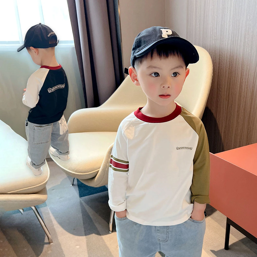 男童长袖t恤宝宝棉上衣2025新款儿童打底衫春秋中小童宽松卫衣