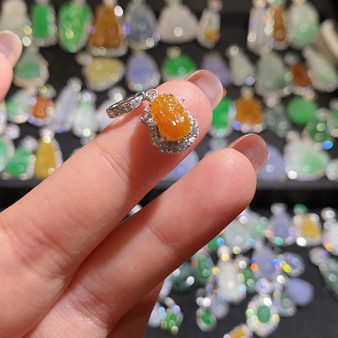 颈饰银S925镶嵌翡翠天然翡翠