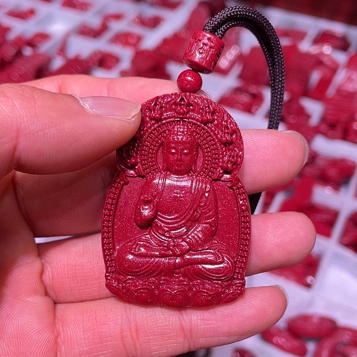 天然辰砂紫金砂猪守护火焰大号六字绳